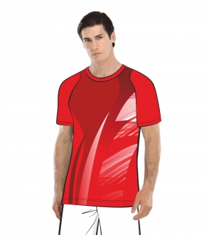Футболка простая 208 мужская рукав короткий фигурный реглан расцветка4 красная